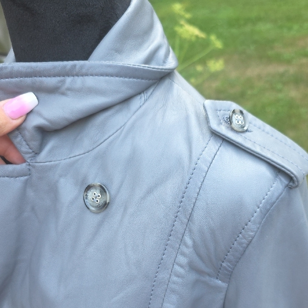 Armani Jeans Women's Gray Leather Jacket - Picture 3 of 12